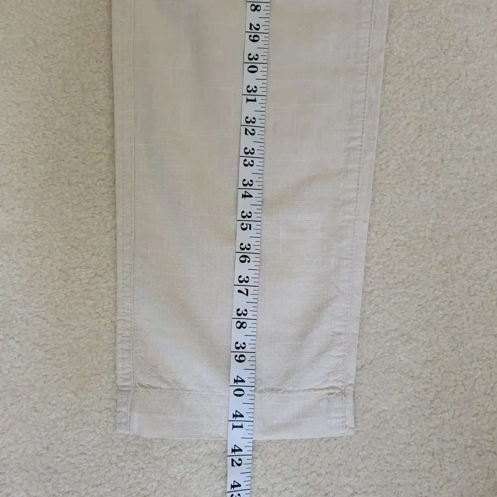 NWT H&M Size M Regular Fit Cotton Pants High Rise Straight Elastic Adjustable